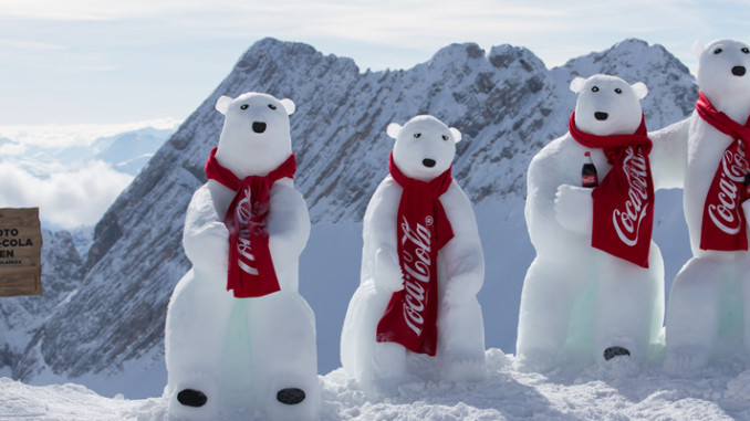 Werbung | Coca-Cola Polarbären auf der Zugspitze gesichtet