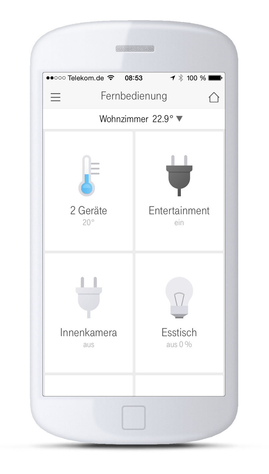 Die SMART HOME App der Telekom bietet Benutzern die Möglichkeit auf alle vernetzten Geräte ...
