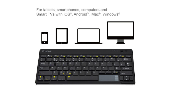 Werbung | LEICKE Sharon Ultraslim Bluetooth Tastatur mit integriertem Touchpad und QWERTZ Layout Sharon 4-in-1 Ultraslim Bluetooth Tastatur von LEICKE