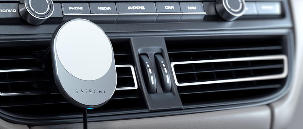 Kabelloses Laden von modernen iPhones während der Autofahrt - Satechi Magnetic Wireless Car Charger